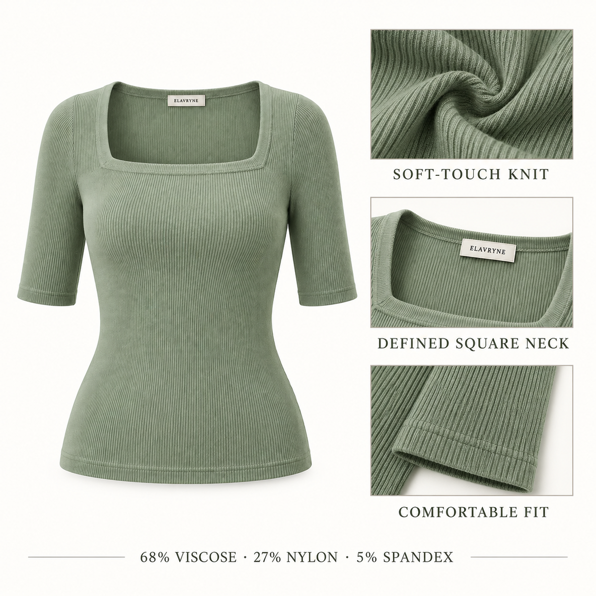 Nora Square-Neck Knit Top