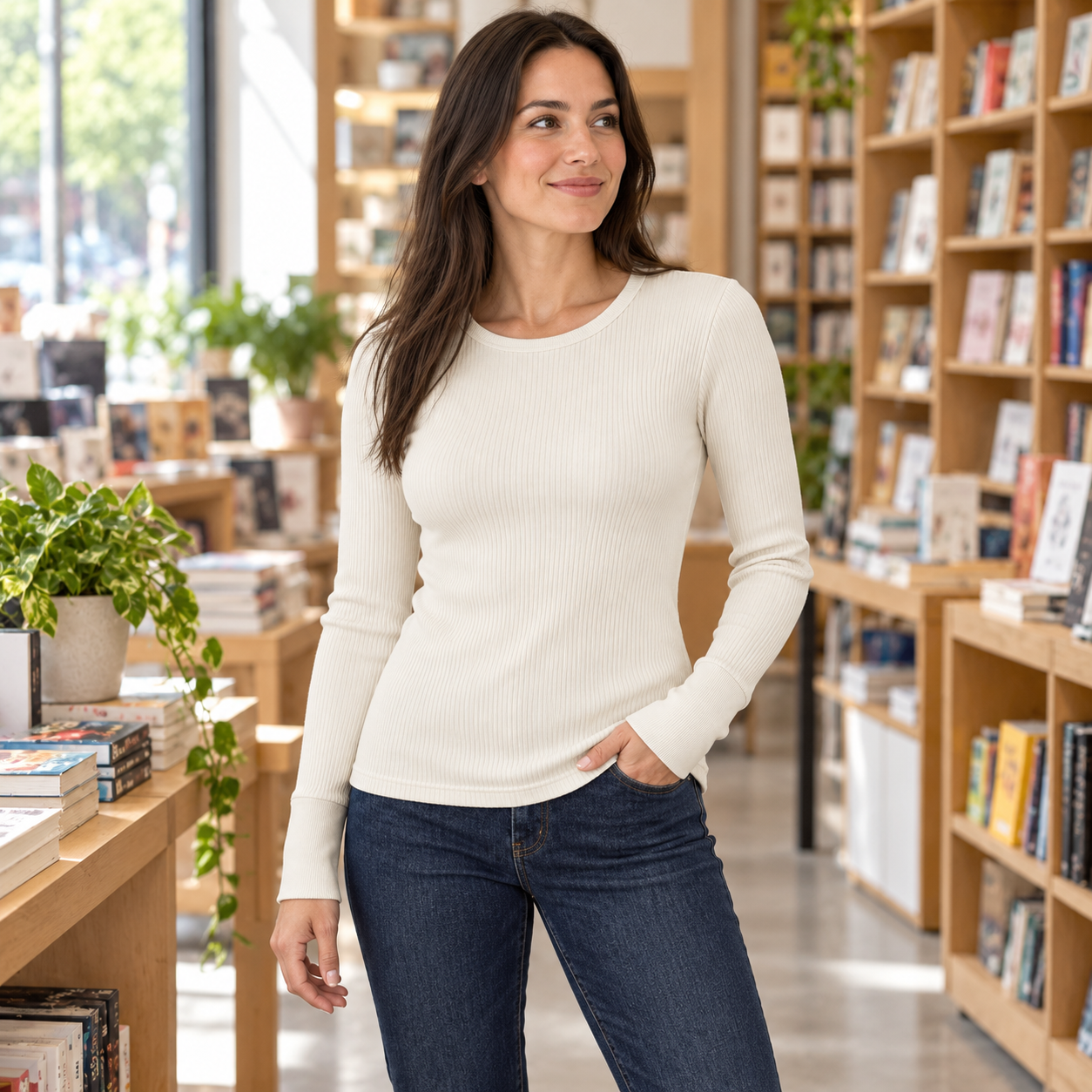 Lena Ribbed Long-Sleeve Top
